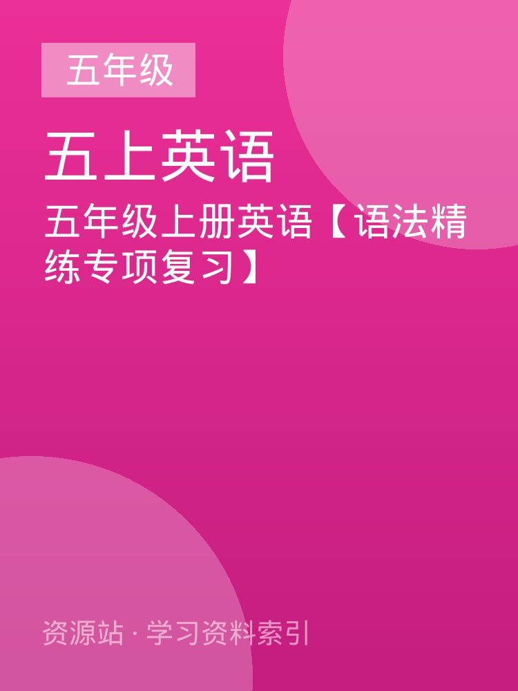 五年级上册英语【语法精练专项复习】