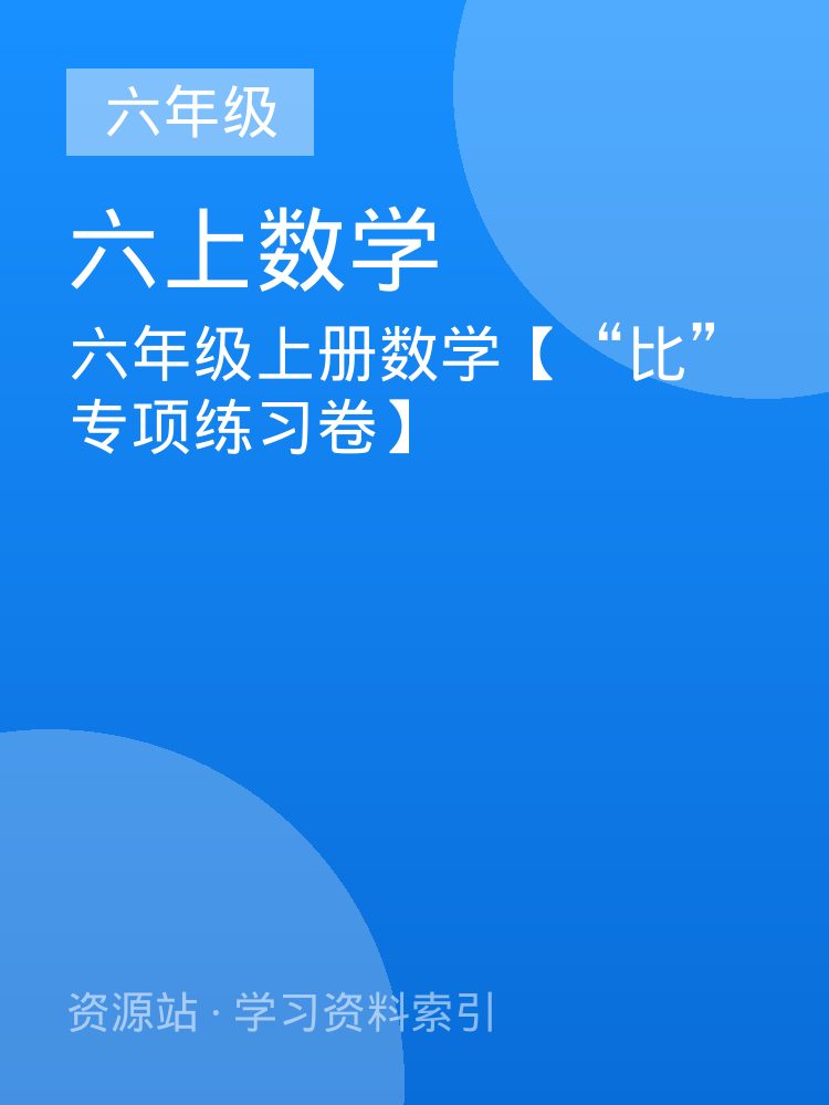 六年级上册数学【&ldquo;比&rdquo;专项练习卷】