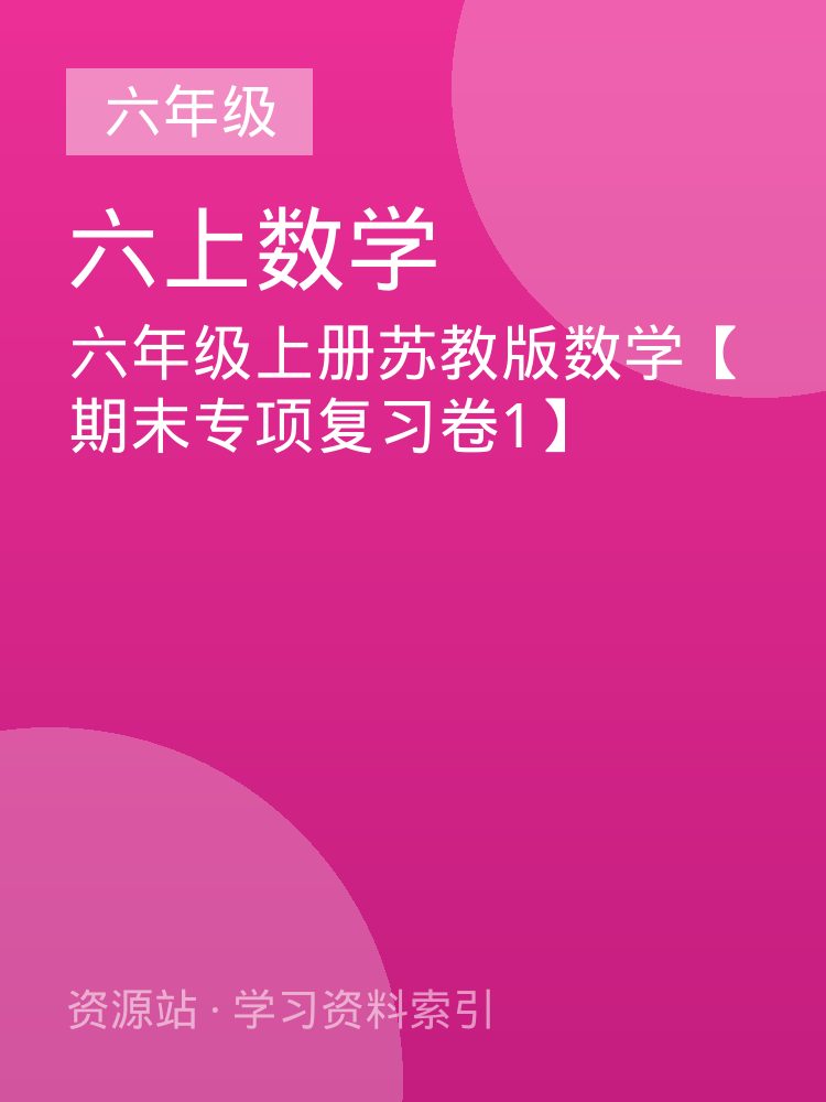 六年级上册苏教版数学【期末专项复习卷1】