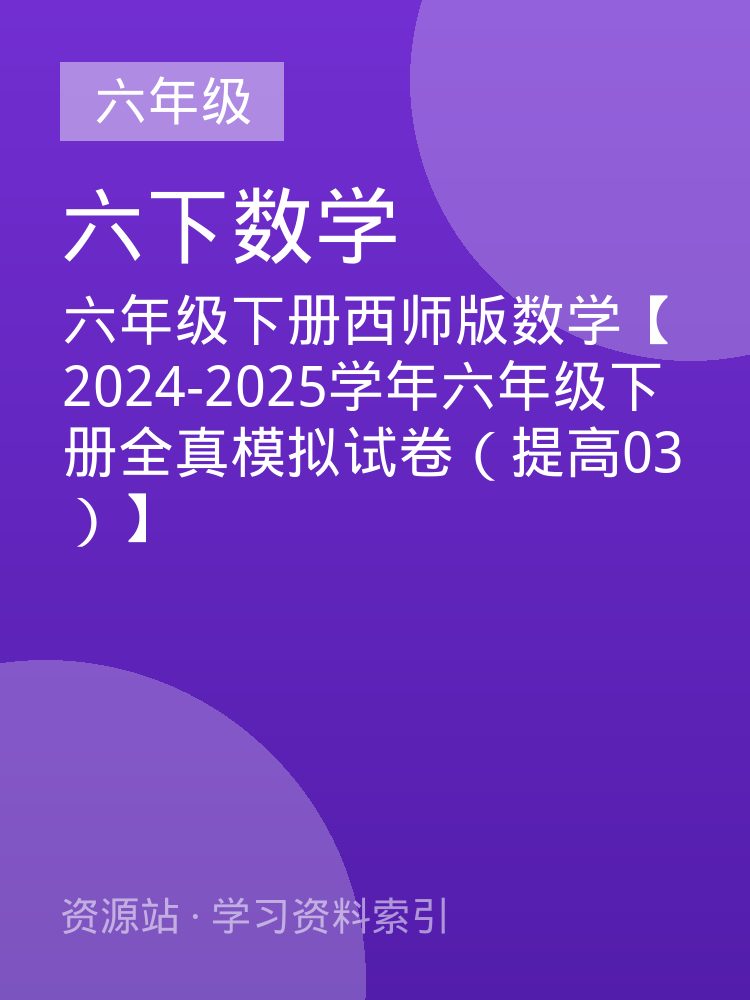 六年级下册西师版数学【2024-2025学年六年级下册全真模拟试卷（提高03）】
