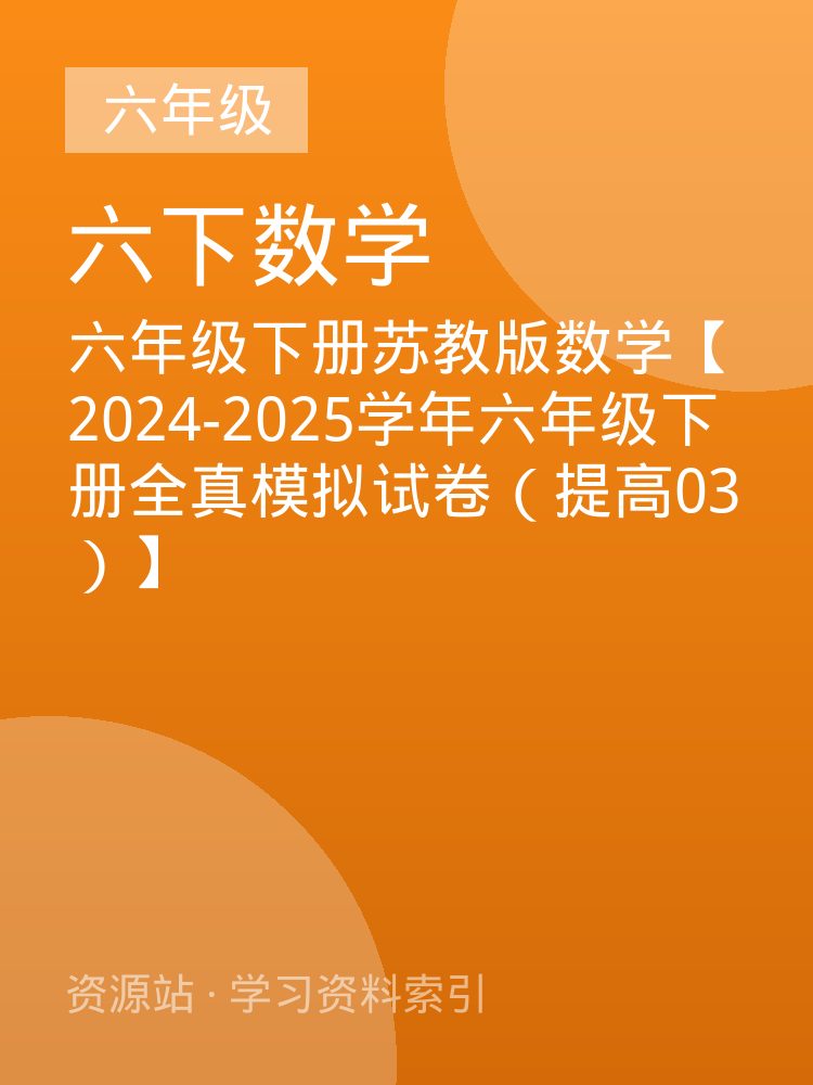 六年级下册苏教版数学【2024-2025学年六年级下册全真模拟试卷（提高03）】