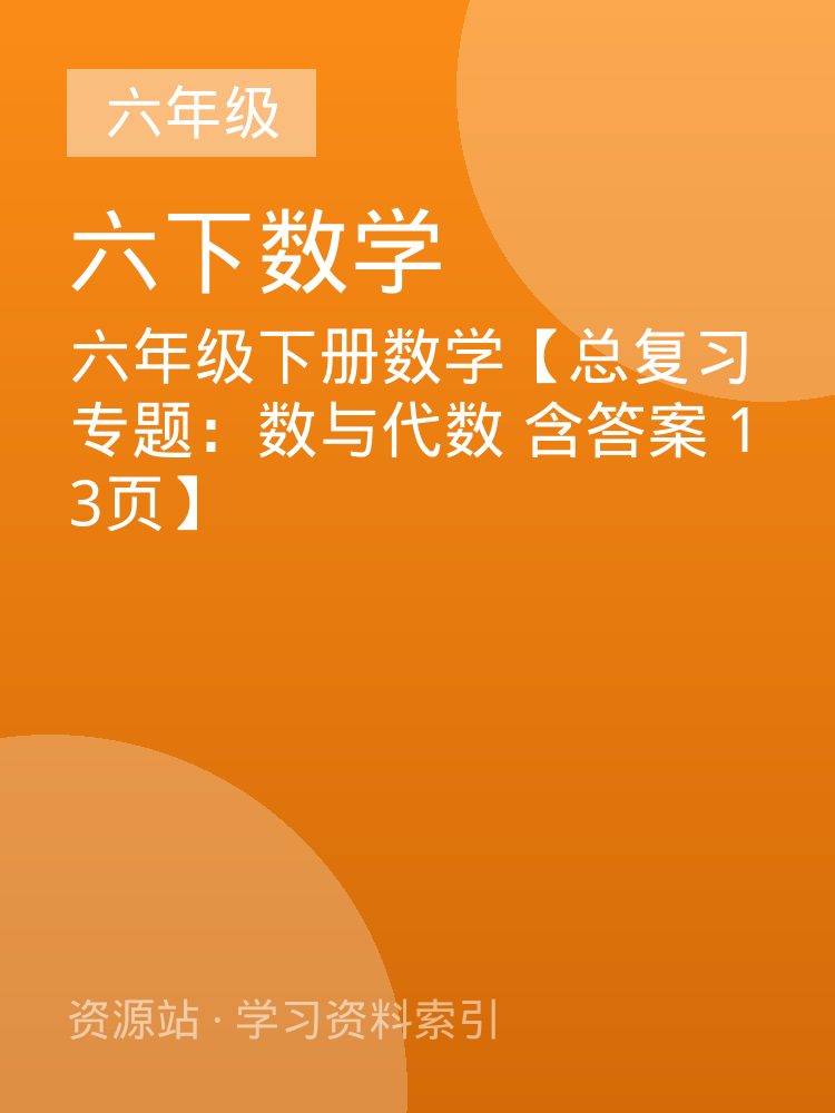六年级下册数学【总复习专题：数与代数 含答案 13页】