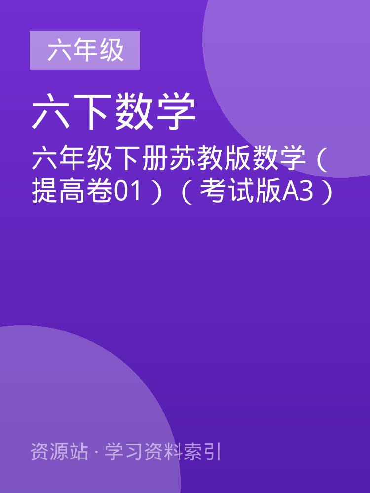 六年级下册苏教版数学（提高卷01）（考试版A3）