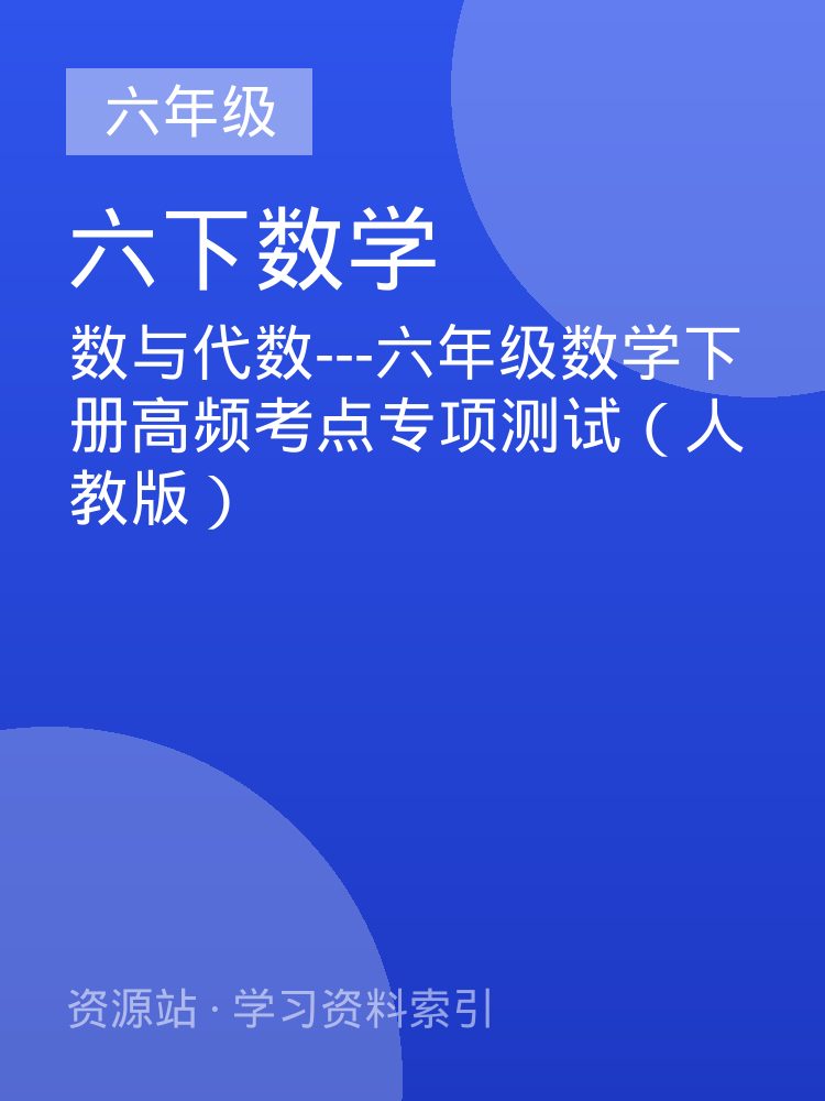 数与代数---六年级数学下册高频考点专项测试（人教版）