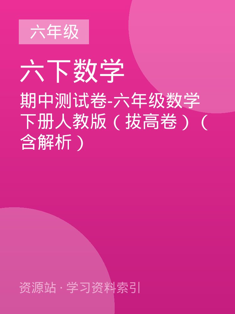 期中测试卷-六年级数学下册人教版（拔高卷）（含解析）