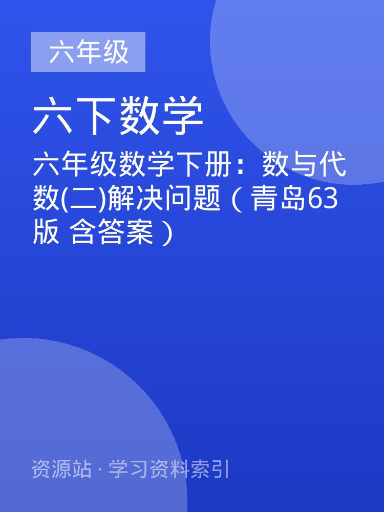 六年级数学下册：数与代数(二)解决问题（青岛63版 含答案）