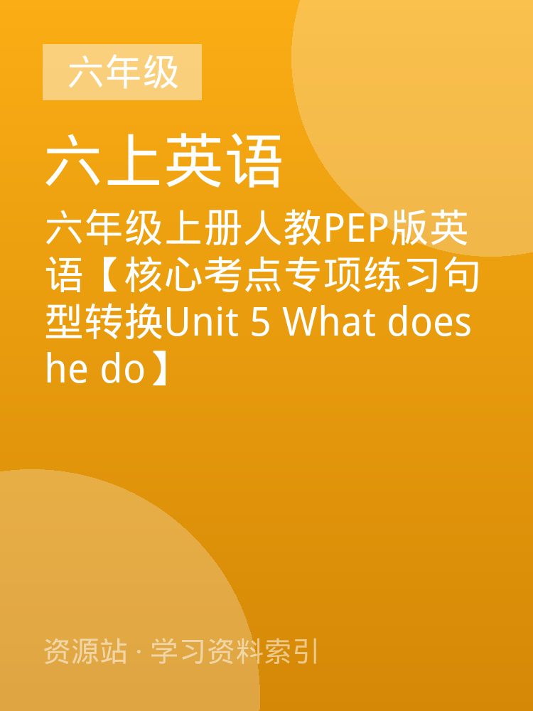 六年级上册人教PEP版英语【核心考点专项练习句型转换Unit 5 What does he do】