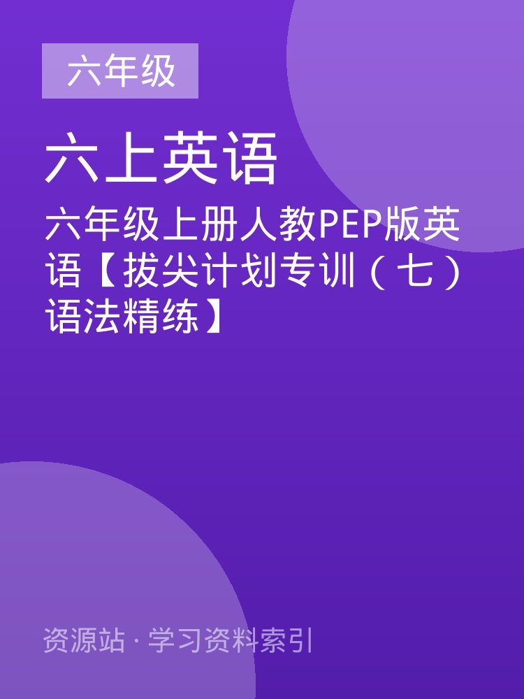 六年级上册人教PEP版英语【拔尖计划专训（七）语法精练】