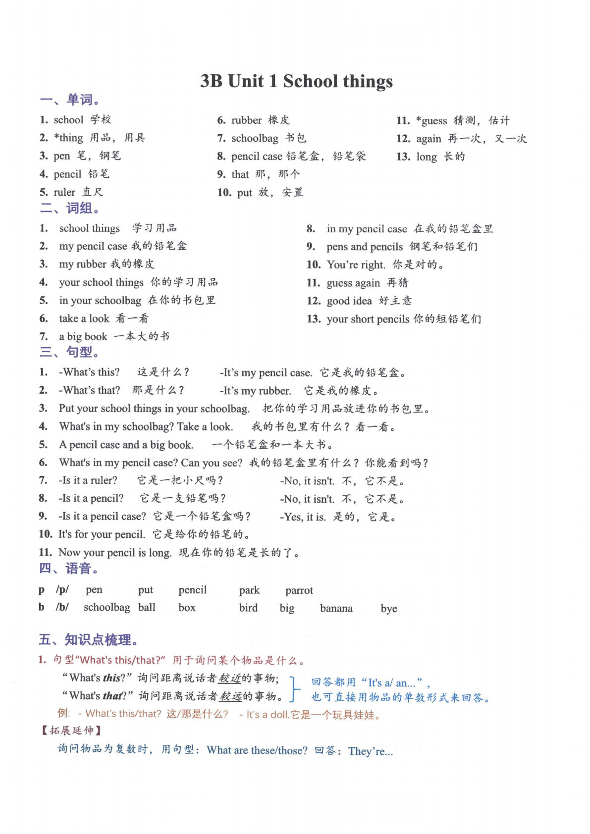 三年级下册英语译林版知识点总结