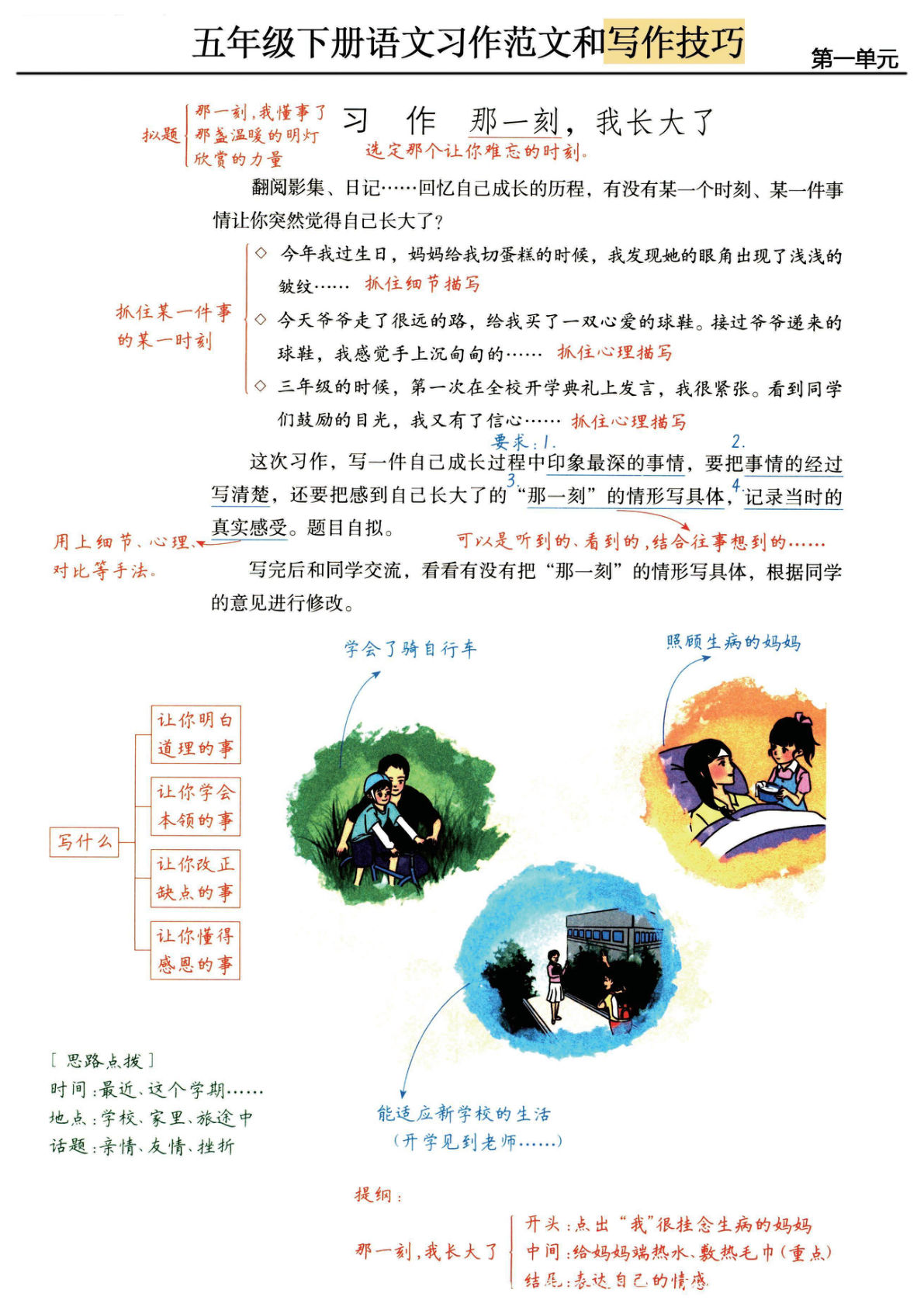 三年级下册语文《单元习作范文及技巧点拨》