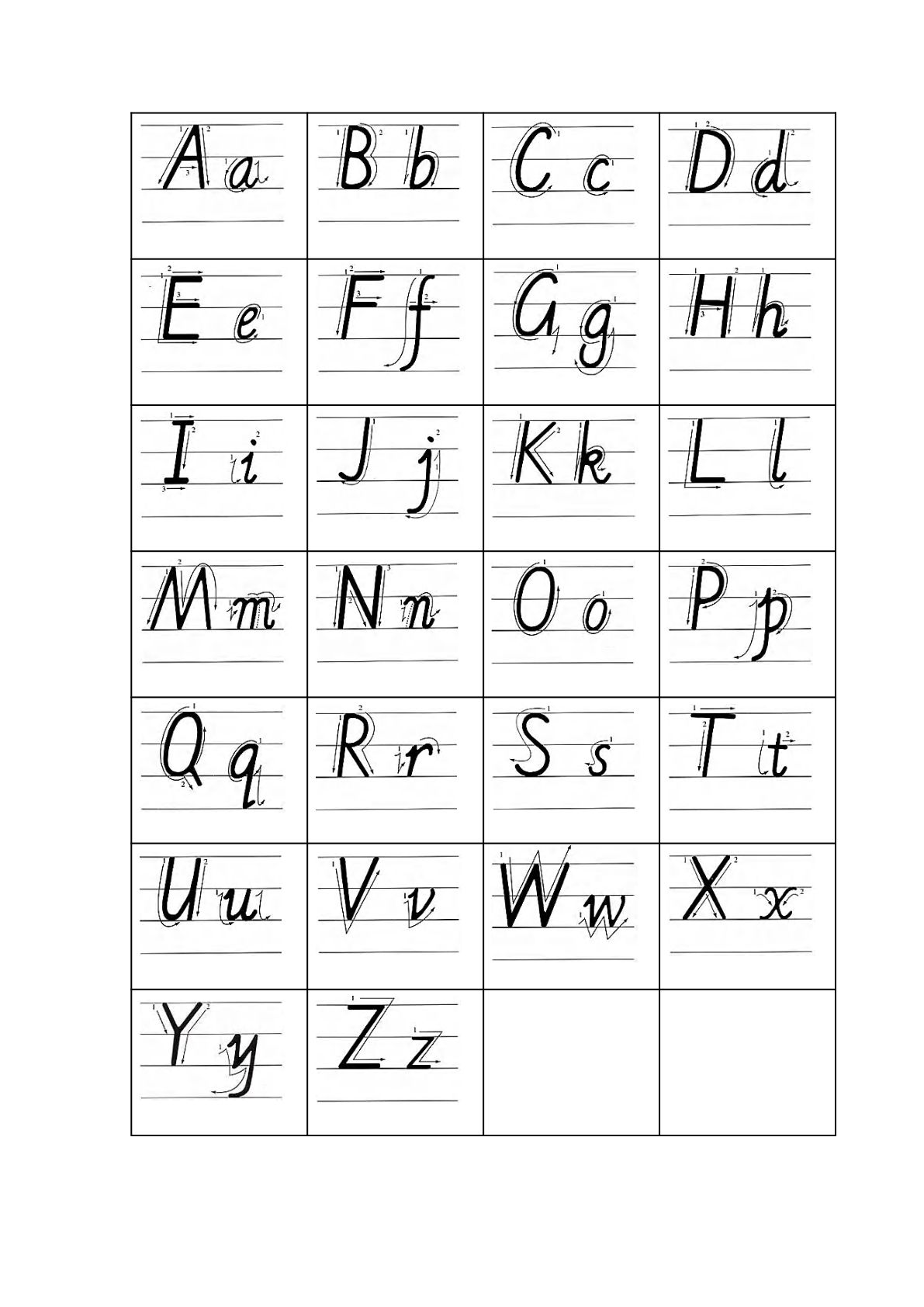 二升三年级英语26个字母手写体练习纸