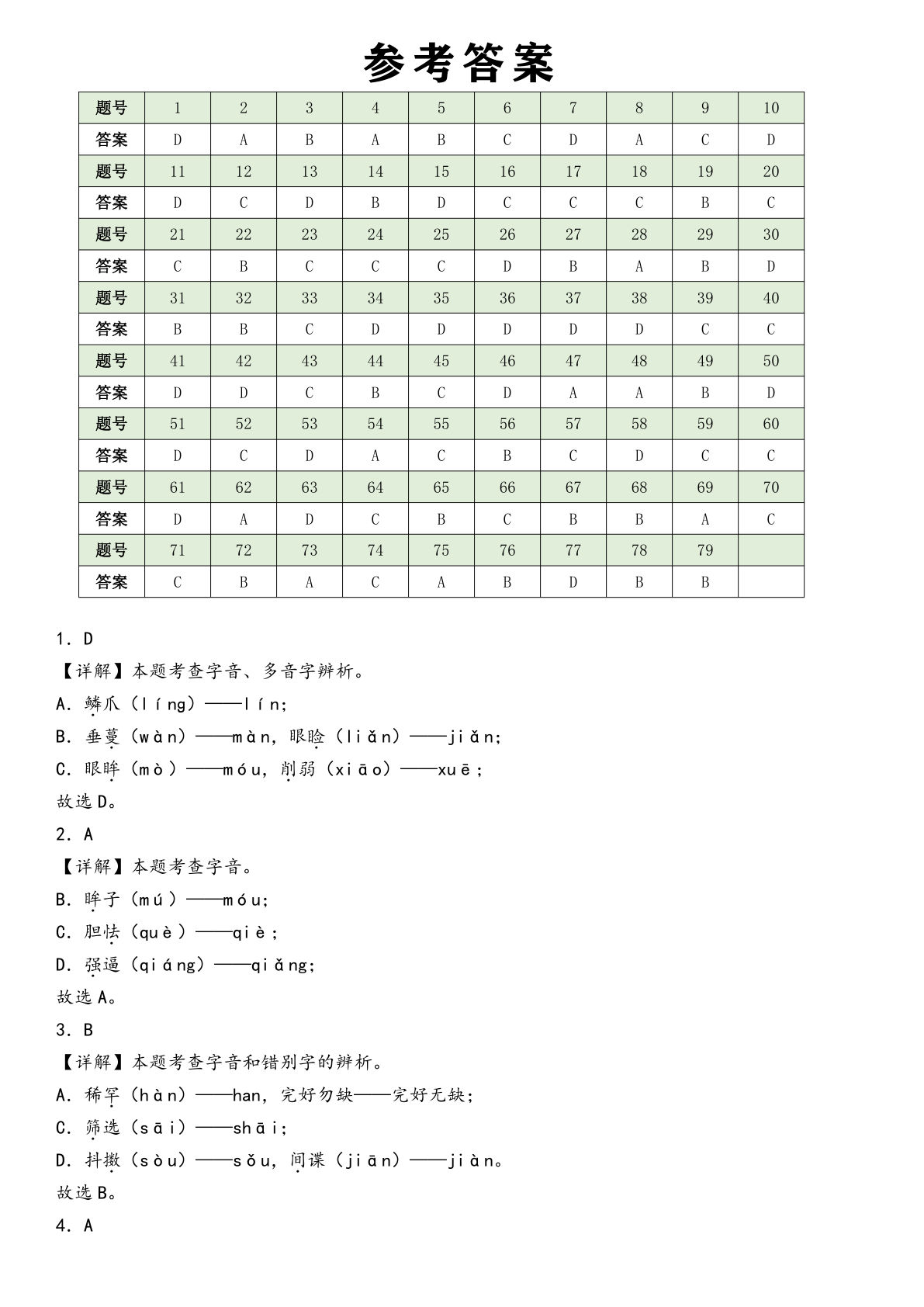 五年级上册语文期中【字音字形字义】-选择题 答案