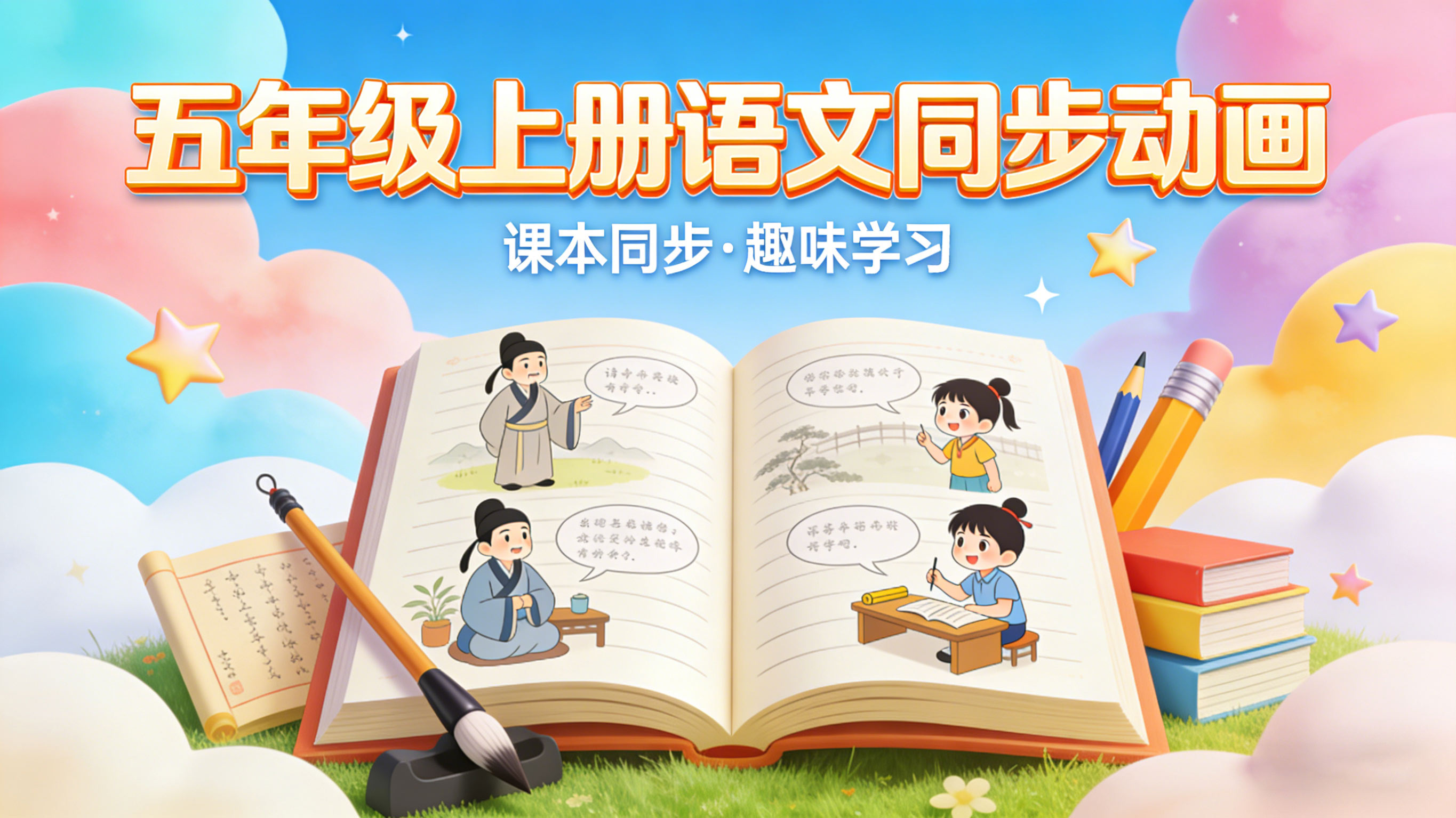 【麻豆语文】小学五年级上册课本同步动画视频高清完整版免费下载